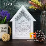 1173. Christmas Gnome House - Paper cutting lamp 3D shadow box, Light box template, papercut lightbox svg file DIY, cricut - Image 6