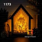 #27 Combo Christmas House - Paper cutting lamp 3D shadow box, Light box template, papercut lightbox svg file DIY, cricut - Image 6
