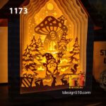 1173. Christmas Gnome House - Paper cutting lamp 3D shadow box, Light box template, papercut lightbox svg file DIY, cricut - Image 3