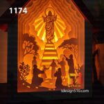 1174. Jesus Christmas House - Paper cutting lamp 3D shadow box, Light box template, papercut lightbox svg file DIY, cricut - Image 3