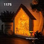 1175. Snowman House - Paper cutting lamp 3D shadow box, Light box template, papercut lightbox svg file DIY, cricut - Image 4