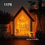1175. Snowman House - Paper cutting lamp 3D shadow box, Light box template, papercut lightbox svg file DIY, cricut