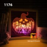 1176. Halloween - Paper cut light box template, shadow box, 3D papercut lightbox svg file DIY, cutting cricut