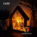 1177. Santa Claus House - Paper cutting lamp 3D shadow box, Light box template, papercut lightbox svg file DIY, cricut - Image 4