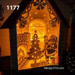1177. Santa Claus House - Paper cutting lamp 3D shadow box, Light box template, papercut lightbox svg file DIY, cricut - Image 3