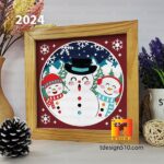 2024. Snowman - 3D shadow box Paper cutting templates, papercut crafting svg file DIY, gift Cricut Silhouette - Image 4