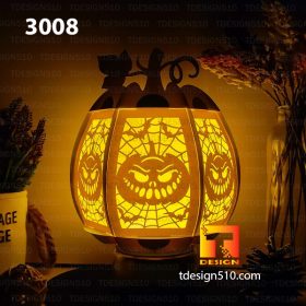 3008. Halloween Pumpkin lantern - Paper cutting lamp, paper lantern light box template, 3D shadow box, papercut lightbox svg file DIY cricut