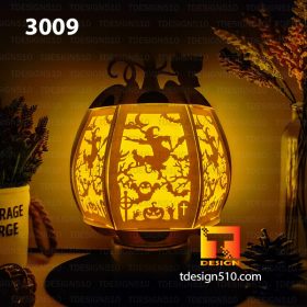 3009. Halloween Witch Pumpkin lantern - Paper cutting lamp, paper lantern light box template, 3D shadow box, papercut lightbox svg file DIY cricut