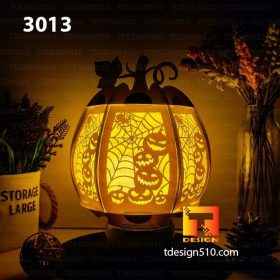 3013. Halloween Pumpkin lantern - Paper cutting lamp, paper lantern light box template, 3D shadow box, papercut lightbox svg file DIY cricut