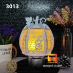 3013. Halloween Pumpkin lantern - Paper cutting lamp, paper lantern light box template, 3D shadow box, papercut lightbox svg file DIY cricut - Image 3
