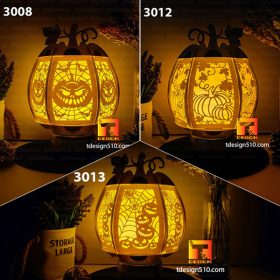 #25 Combo Pumpkin Lantern - Paper cutting lamp, paper lantern light box template, 3D shadow box, papercut lightbox svg file DIY cricut