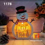 Christmas Snowman Paper cutting lamp 3D shadow box svg Xmas