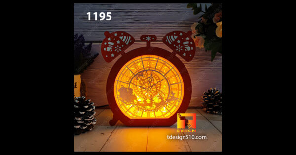 Christmas Clock Paper cutting lamp 3D shadow box svg Xmas