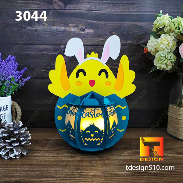 Easter Bunny Eggs Lantern Paper cutting 3D shadow box SVG