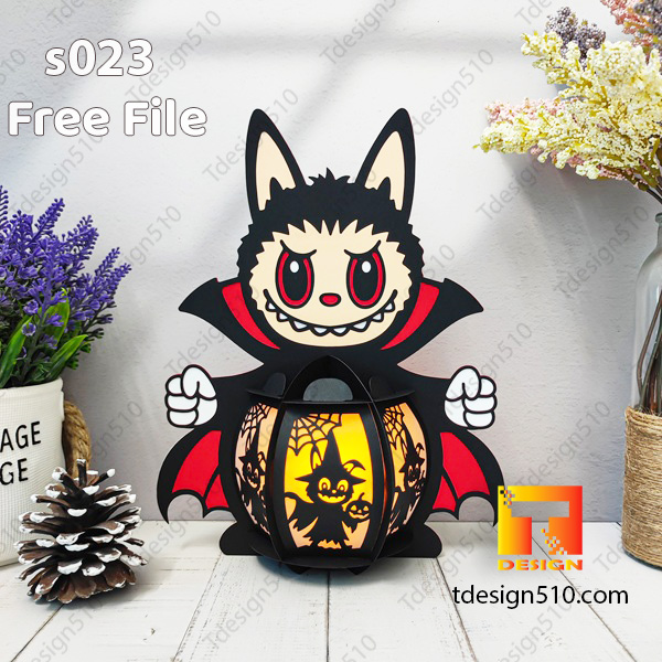 FREE Labubu Halloween Lantern template 3D shadow box SVG DIY